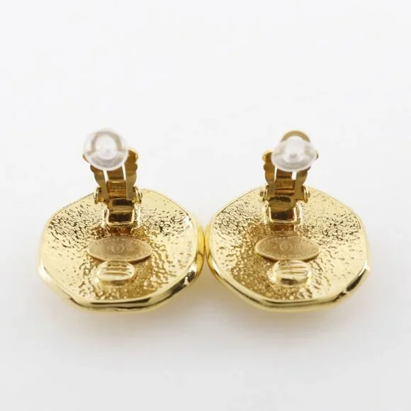 CHANEL Gold Logo Earrings